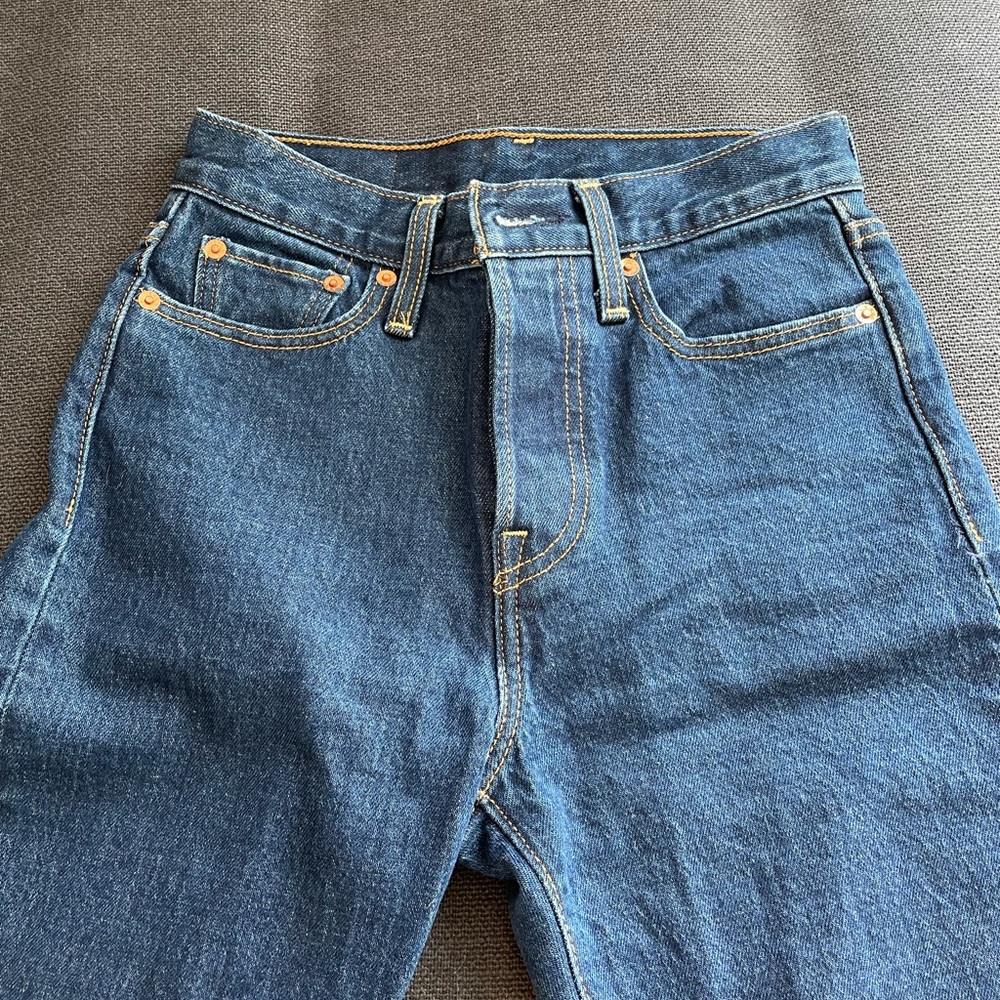 Levi’s dark wash cropped jeans. Worn once.